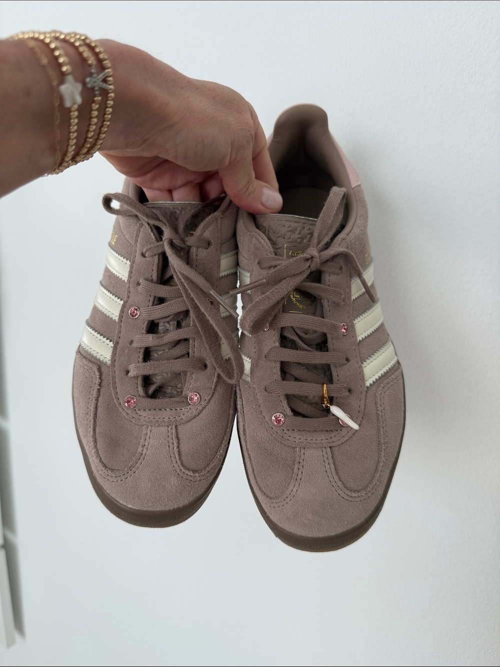 Adidas Women's Suede Sneakers in Taupe with beige Stripes